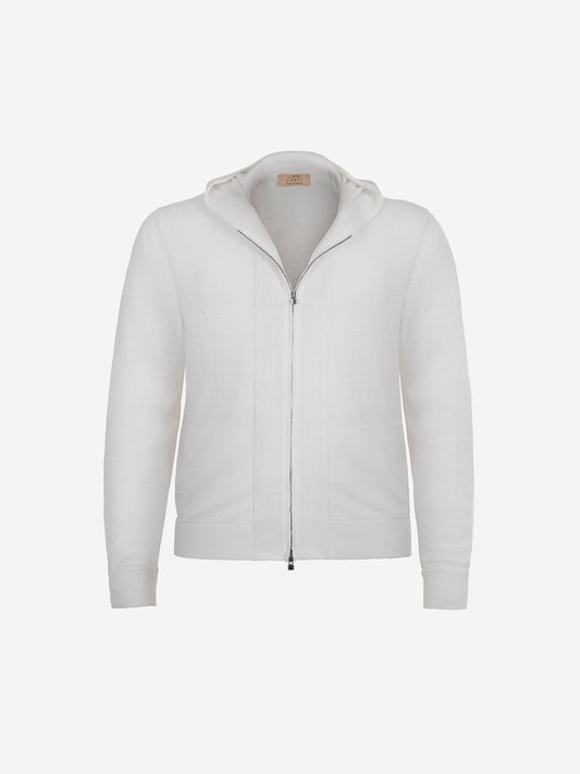 Cardigan bordo inglese for men white color 100% Capri