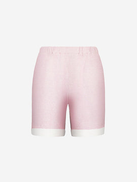 Short linen brio for Woman pink front 100% Capri