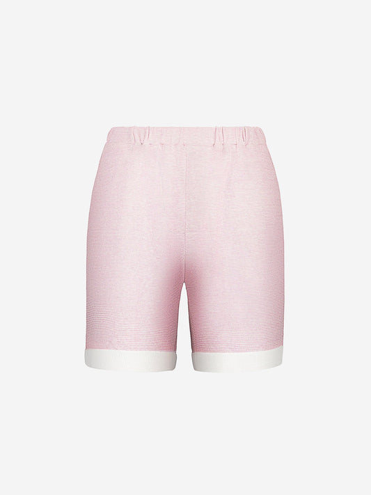 Short linen brio for Woman pink front 100% Capri