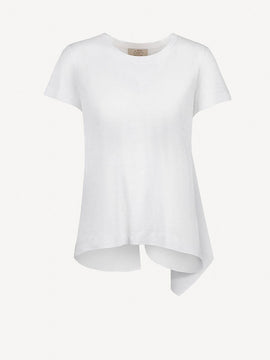 T Shirt five for Woman white color front with rouche on the back 100% Capri