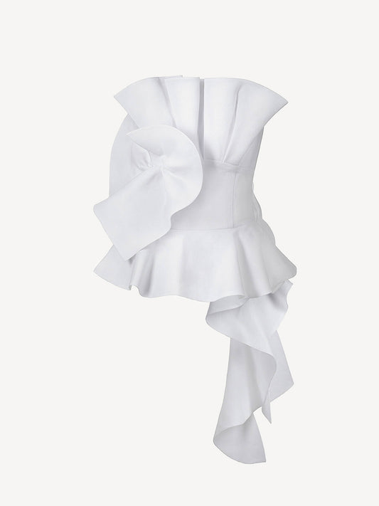 Top Fiore for Woman white front 100% Capri