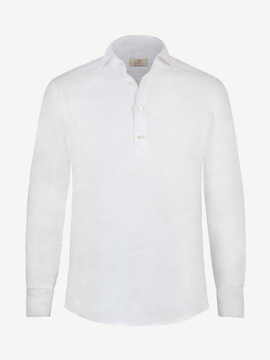 Camicia Polo front white 100% Capri