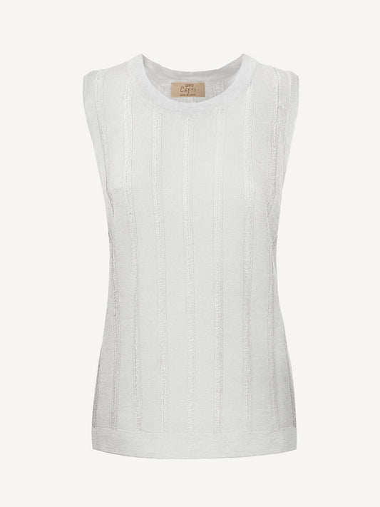 Tops sfrangiato for Woman white front 100% Capri