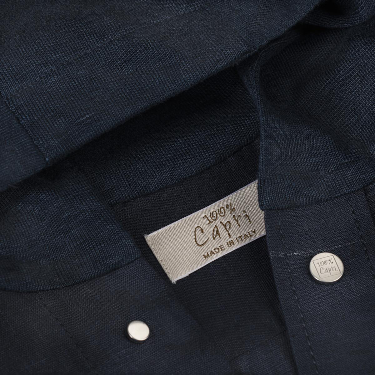 Camicia Cappuccio blue details 100% Capri