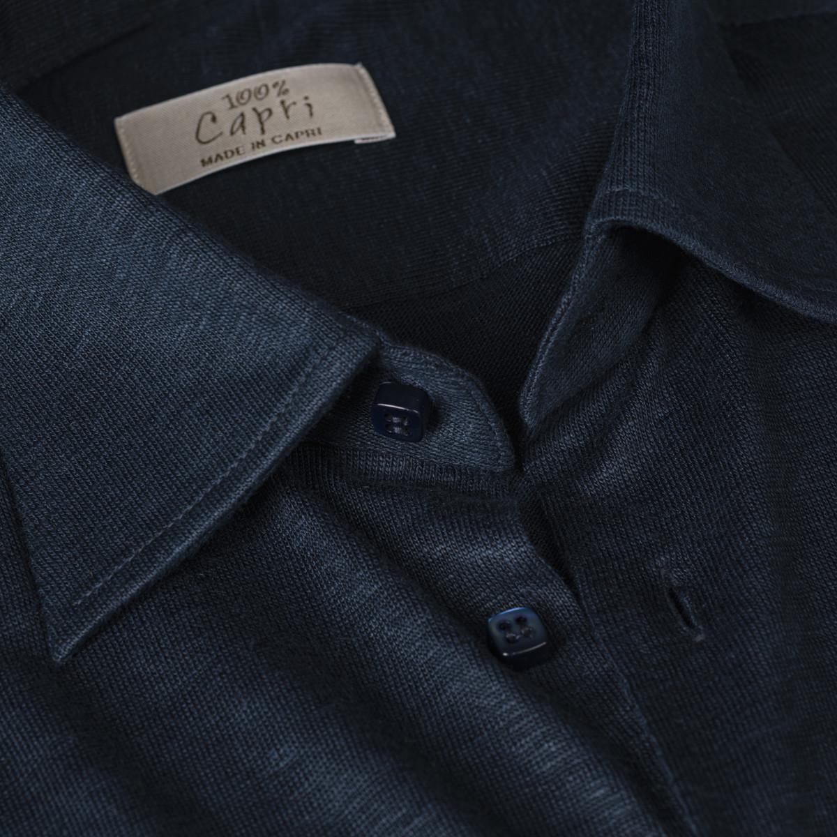Camicia Long Sleeve blue details 100% Capri