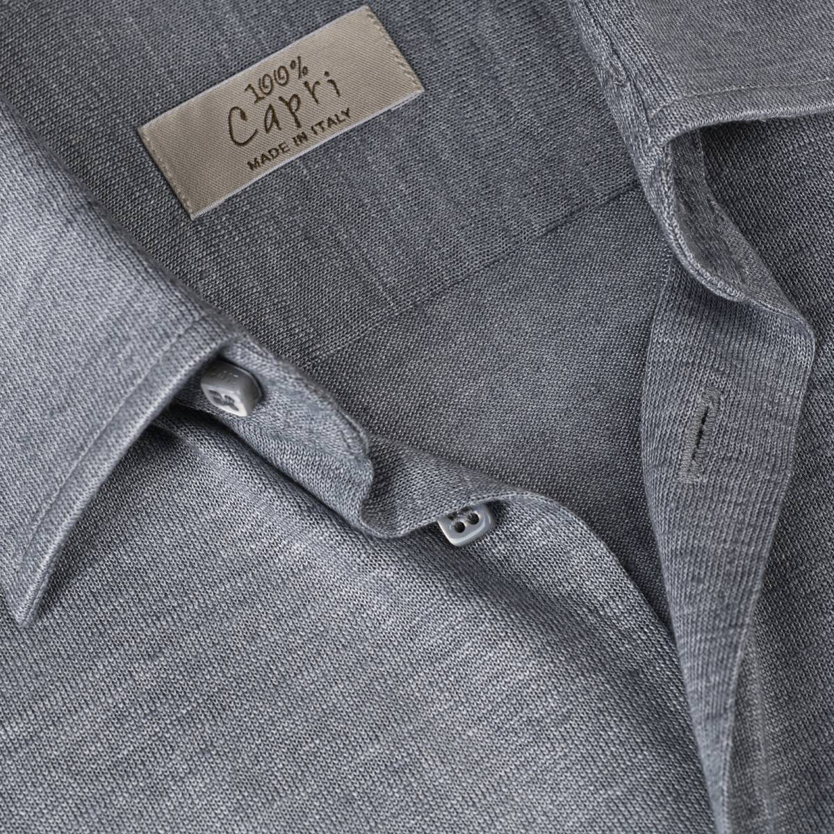 Camicia Short Sleeve dark grey details 100% Capri