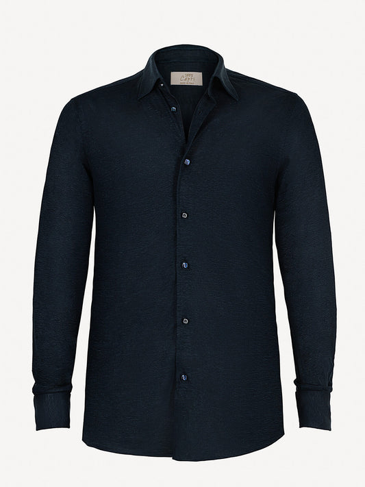 Camicia Long Sleeve front blue 100% Capri