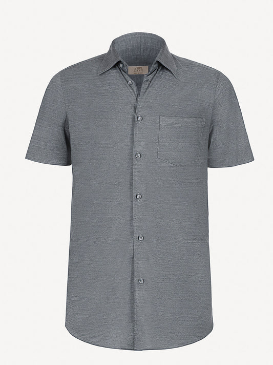 Camicia Short Sleeve front dark grey man 100% Capri
