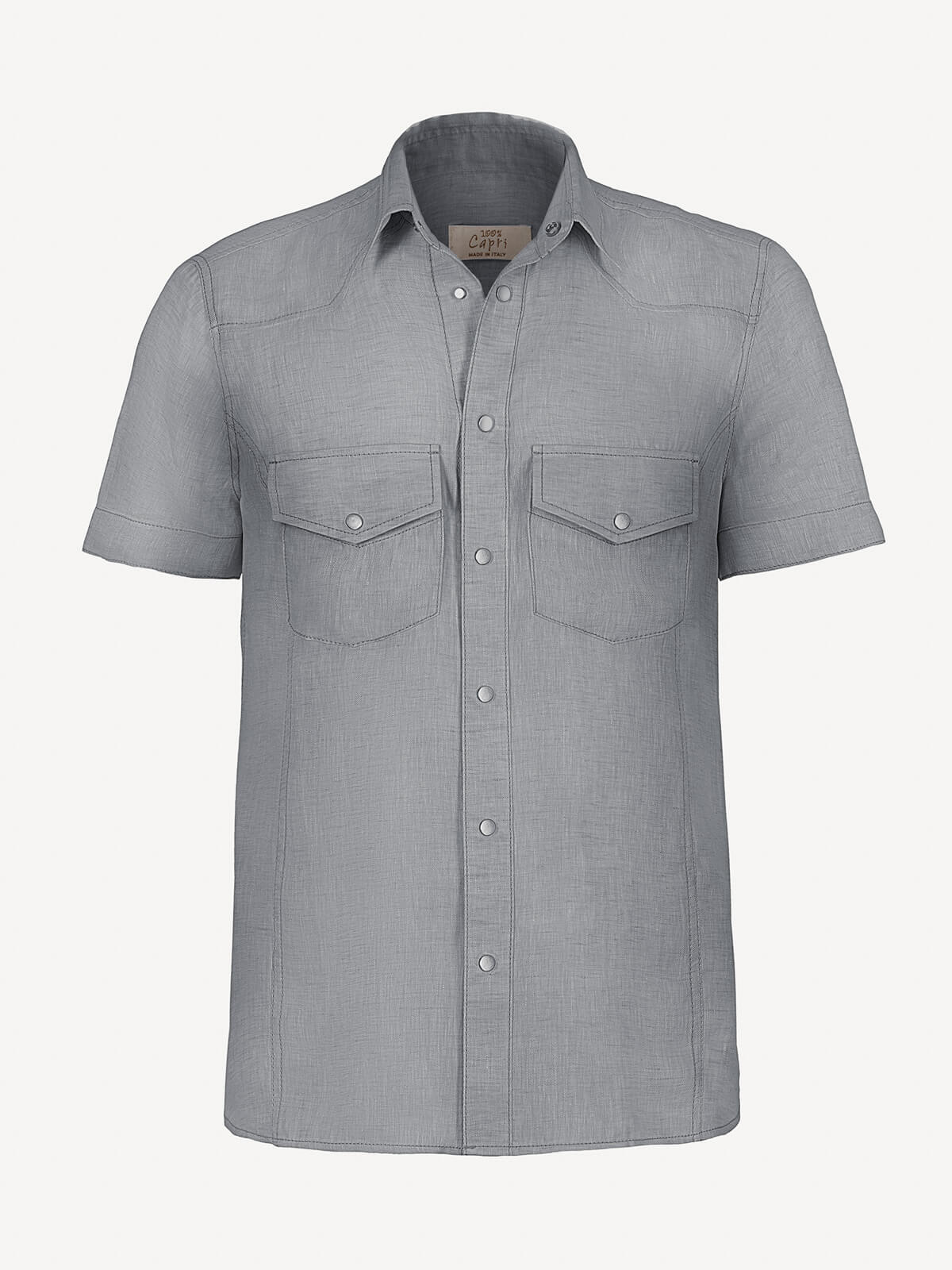 Camicia Denim front dark grey color 100% Capri