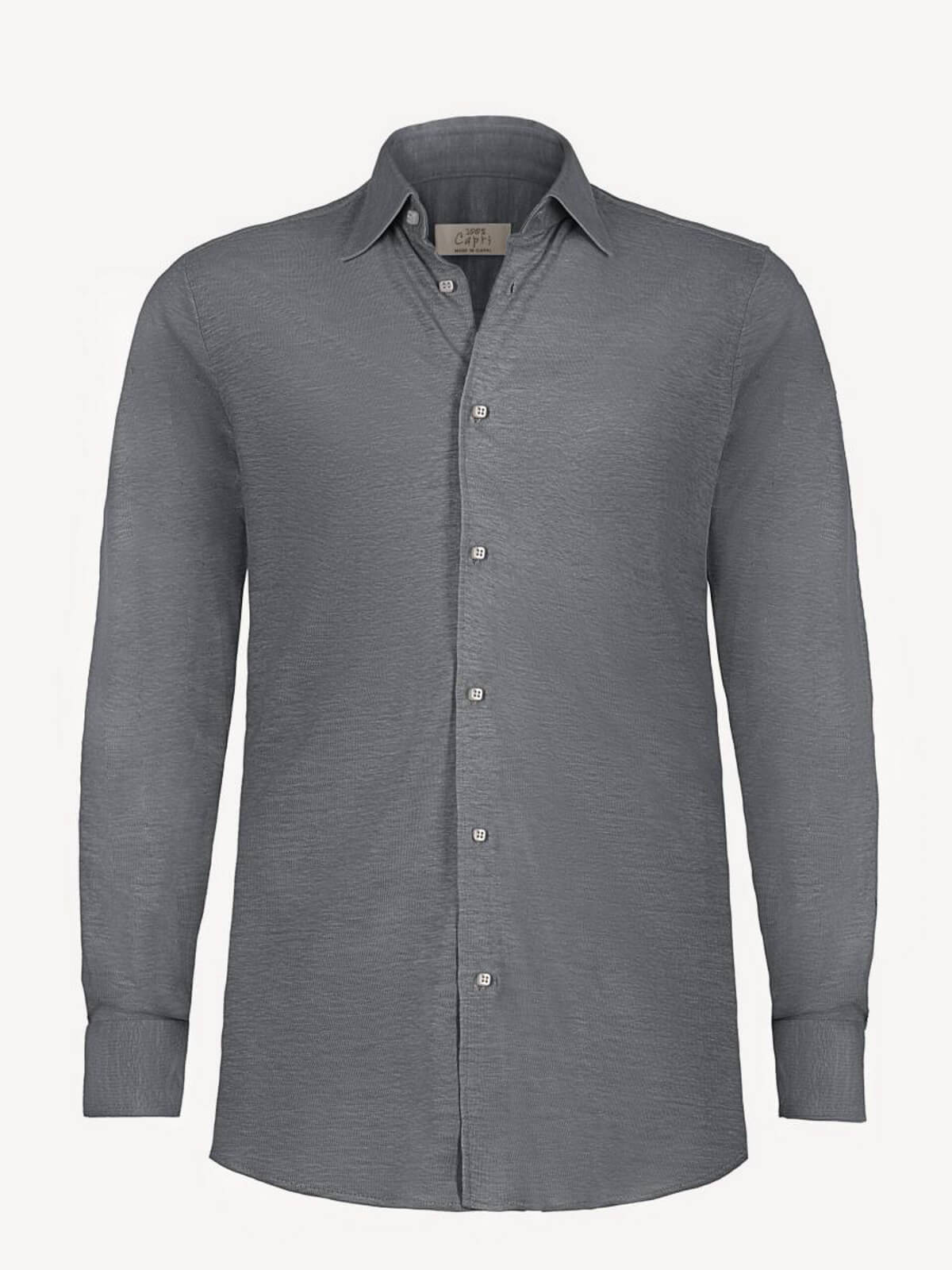 Camicia Long Sleeve front dark grey 100% Capri