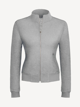 Bomber zip linen light grey color front 100 capri