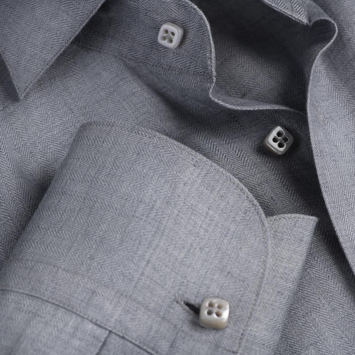 Camicia Hand Made button details dark grey color 100% Capri