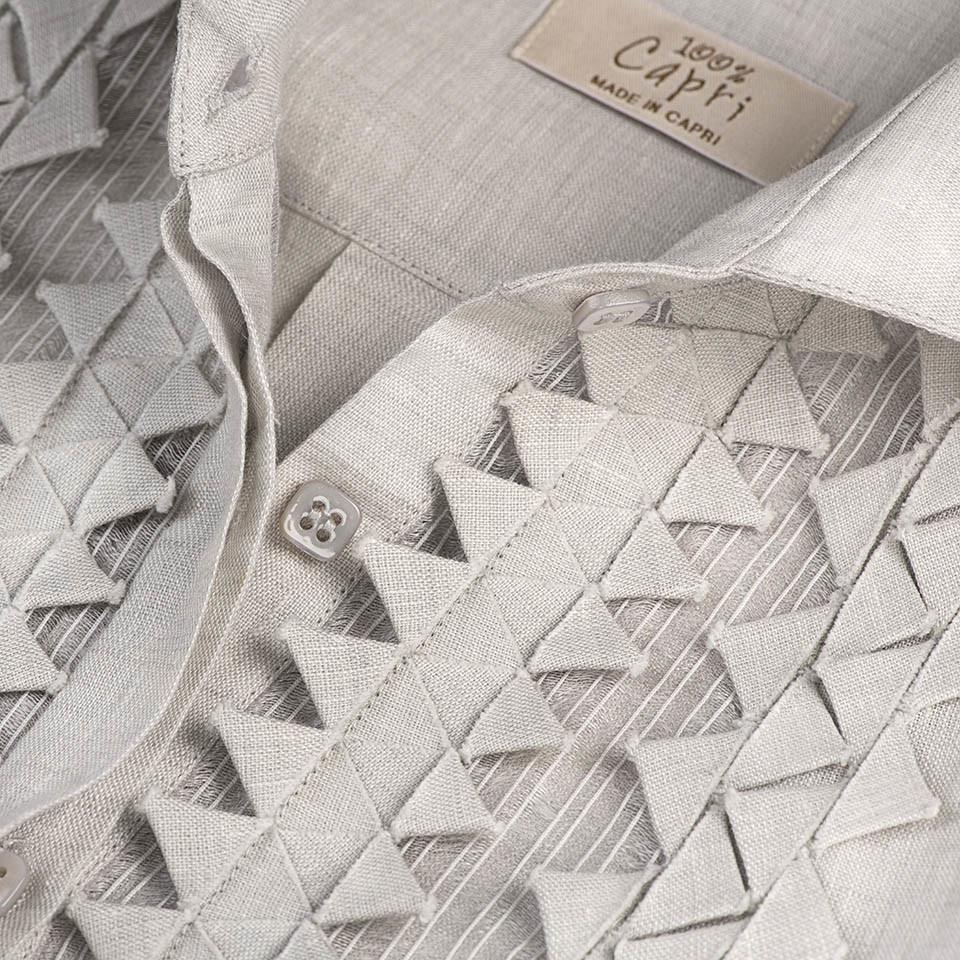 Camicia Origami light grey details 100% Capri