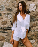 Camicia fiocco white front 100% Capri worn by girl