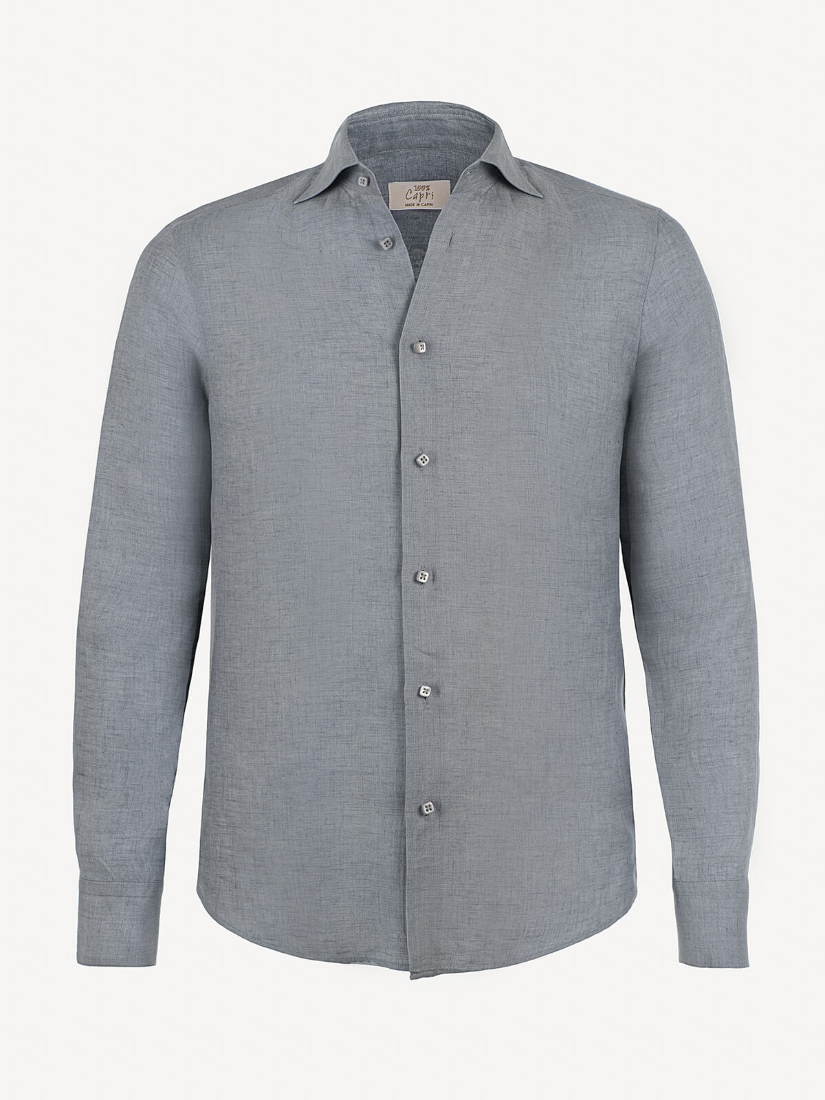 Camicia Hand Made front dark grey color 100% Capri