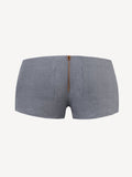Short linen pants with zip for Woman dark grey color back 100% Capri