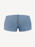 Short linen pants with zip for Woman jeans color back 100% Capri
