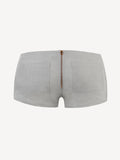 Short linen pants with zip for Woman grey color back 100% Capri