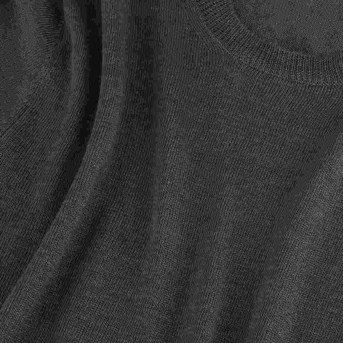 Linen tshirt for man dark grey color details view 100% Capri