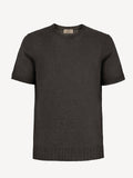 Linen tshirt for man dark grey color front view 100% Capri