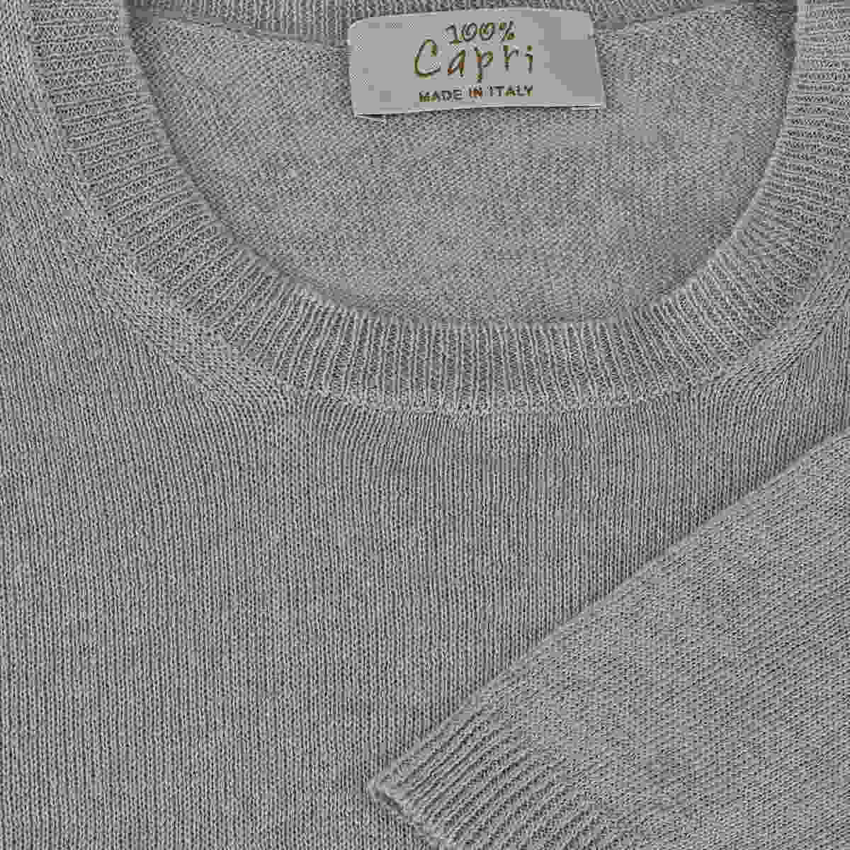 Linen tshirt for man light grey color details view 100% Capri