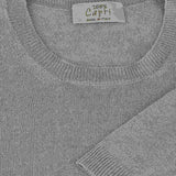 Linen tshirt for man light grey color details view 100% Capri
