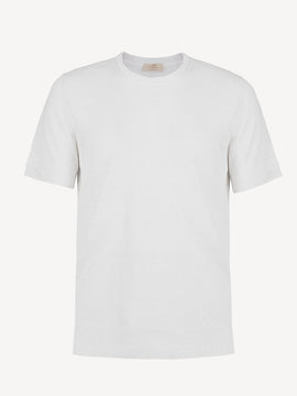 Linen tshirt for man white color front view 100% Capri