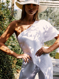 Jumpsuit Tuta Allegra Woman white front worn by girl 100% Capri