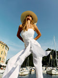 Jumpsuit Tuta Roma Woman white worn by girl 100% Capri