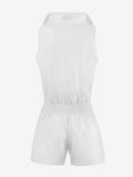 Jumpsuit Tuta Zip Woman White back 100% Capri