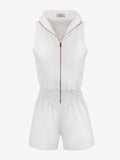 Jumpsuit Tuta Zip Woman White front 100% Capri