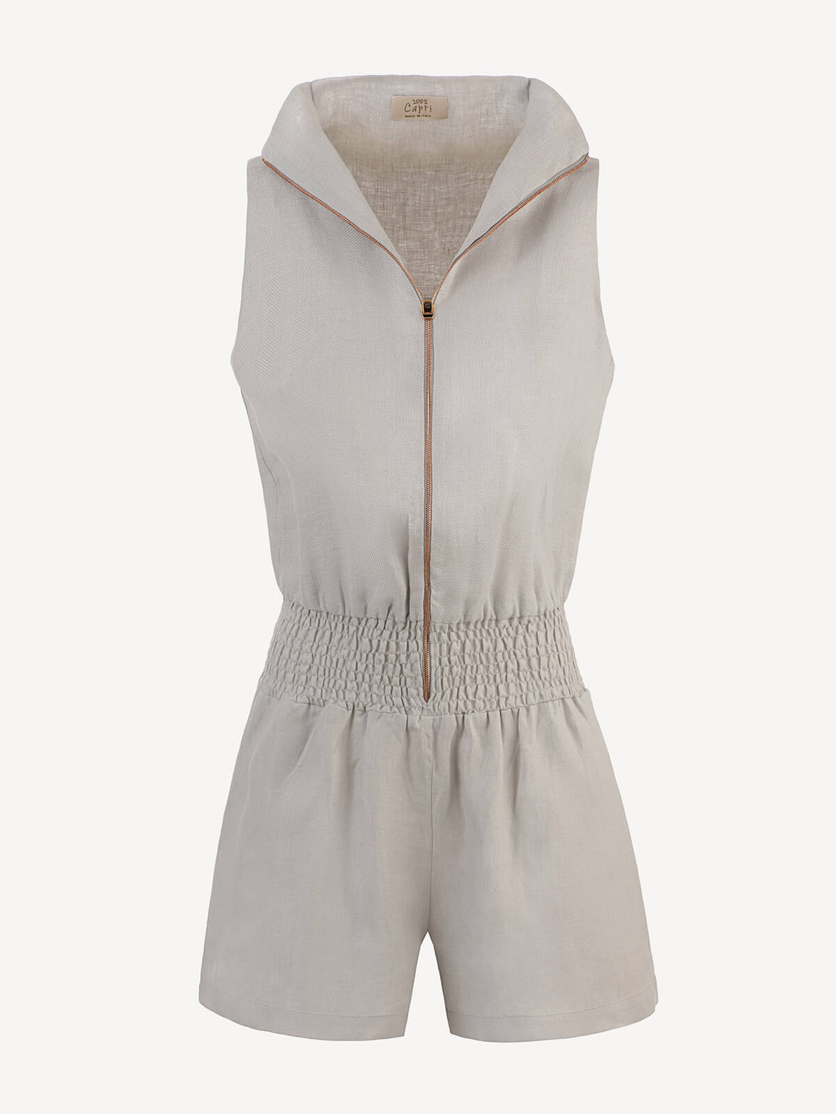 Jumpsuit Tuta Zip Woman Grey front 100% Capri